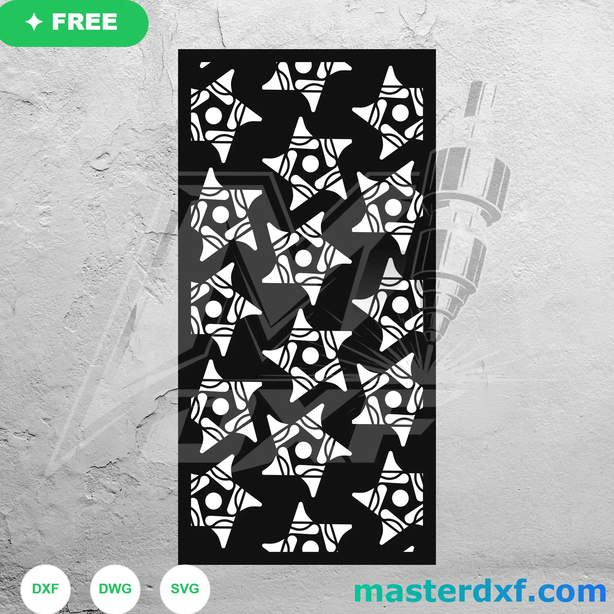 Abstract Interlocking Abstracted Star Tessellation Panel DXF File